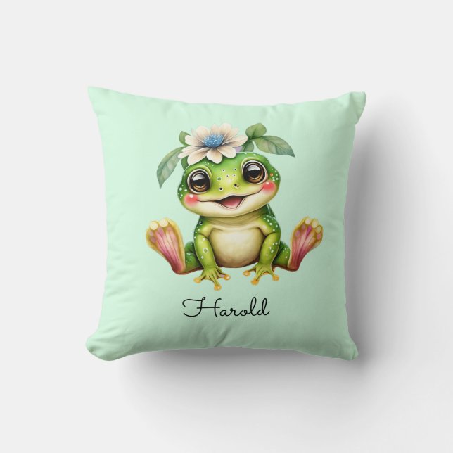 Cute Frog Baby Nursery Cushion (Front)