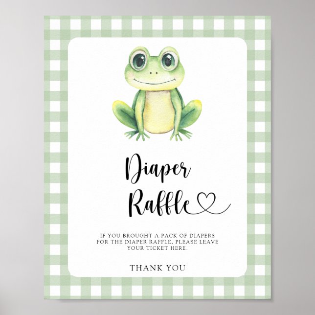 cute frog baby shower - diaper raffle poster (Front)