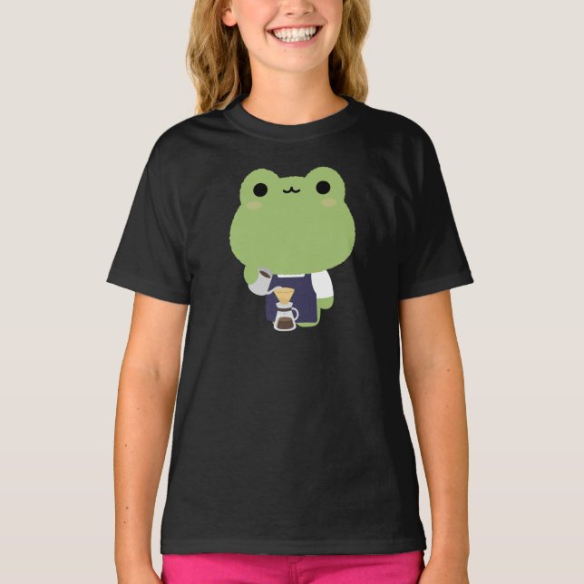 Cute Frog Barista T-Shirt (Front)