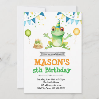 Cute frog birthday invitation