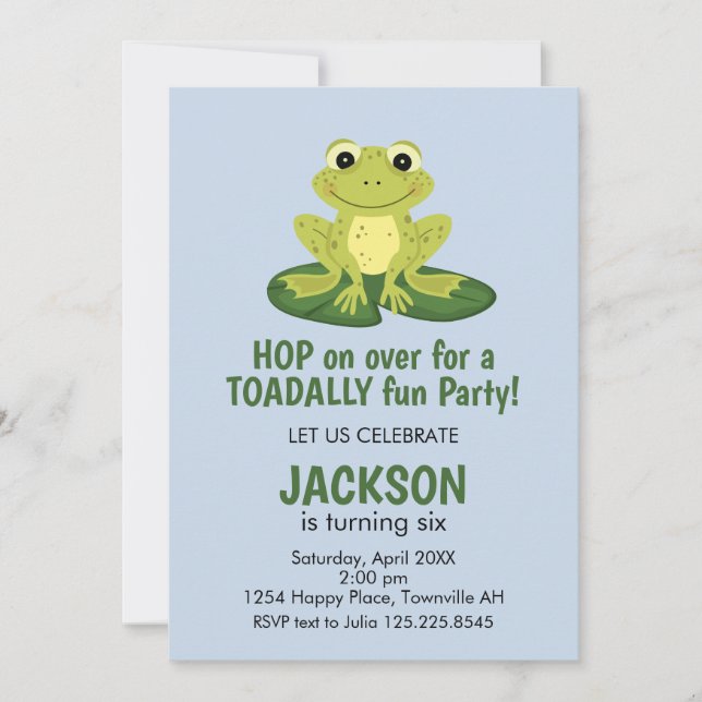 Cute Frog Birthday Invitation (Front)
