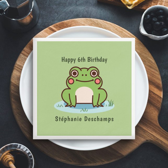 Cute Frog Birthday Napkin (Cute Frog Napkin)