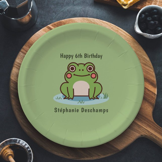 Cute Frog Birthday Paper Plate (Cute Frog Paper Plate)
