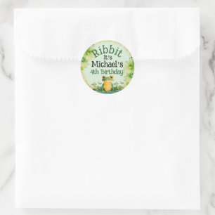 Cute Frog Birthday Party Classic Round Sticker