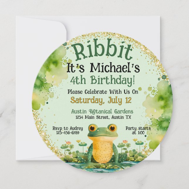 Cute Frog Birthday Party Invitation (Front)