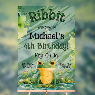 Cute Frog Birthday Party Invitation Acrylic Sign