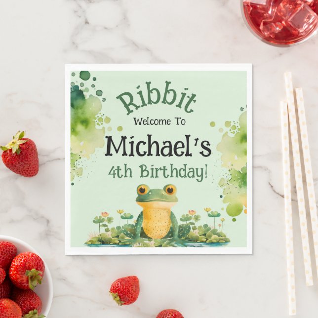 Cute Frog Birthday Party Napkin (Insitu)