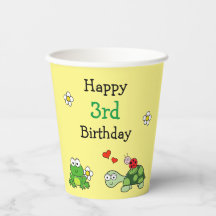 Cute Frog Birthday Yellow Party Paper Cup
