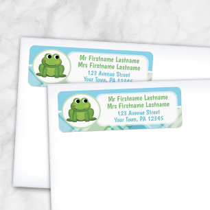 Cute Frog Blue and Green Plaid Address Labels
