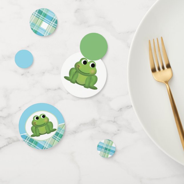 Cute Frog Blue and Green Plaid Confetti (Group)