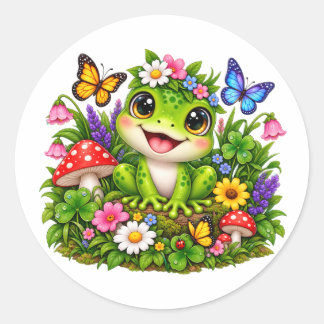 Cute Frog & Butterfly Garden Sticker