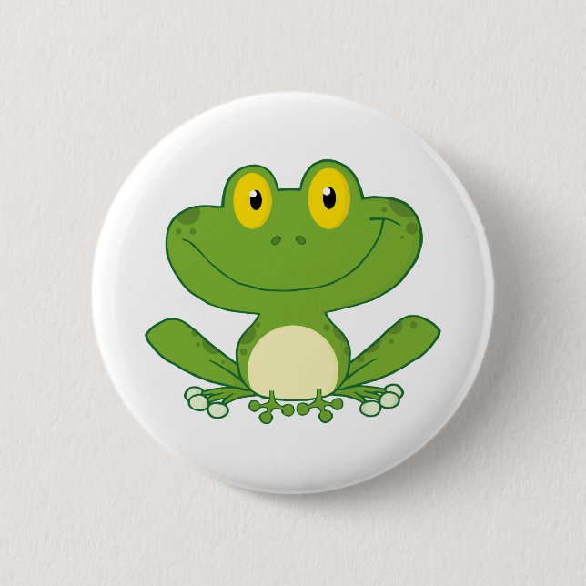 Cute Frog Cartoon Character 6 Cm Round Badge (Front)