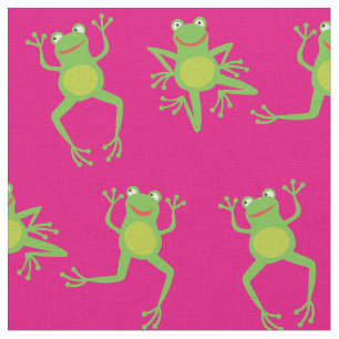 Cute Frog Cartoon Kids Pink Girls Fabric