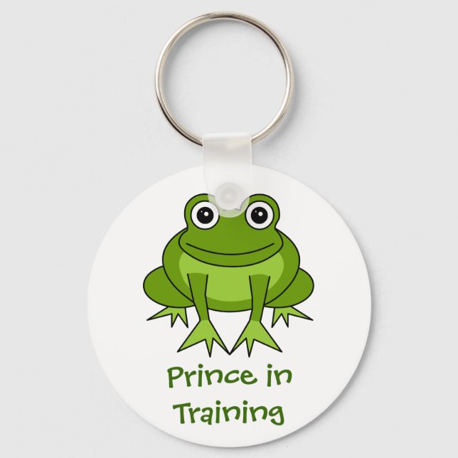 Cute Frog Cartoon - Prince in Training Key Ring (Front)