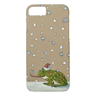 Cute Frog Catching Snowflake with Tongue Case-Mate iPhone Case