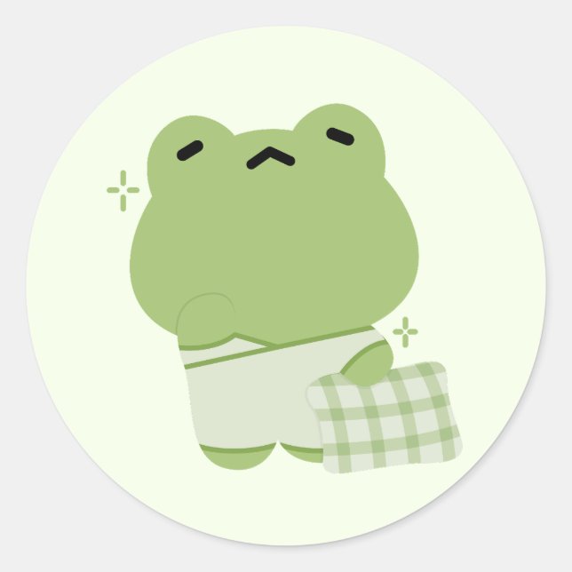 Cute Frog Classic Round Sticker (Front)