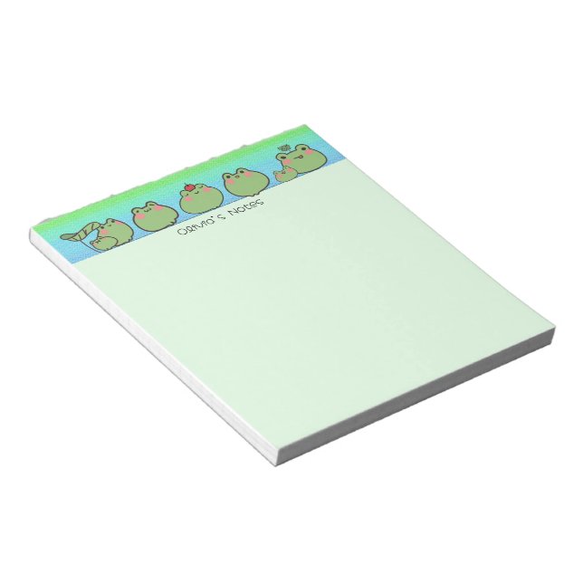 Cute Frog colourful gradient Personalised name Notepad (Angled)