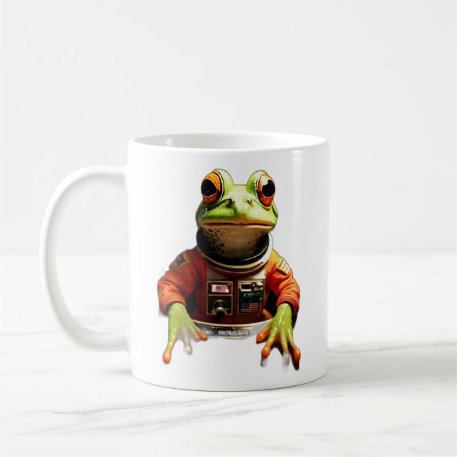 Cute Frog Commander in Space Shuttle Coffee Mug (Left)