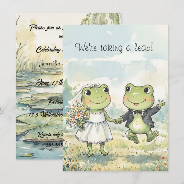 Cute Frog Couple Digital Download Wedding Invite (Front/Back)