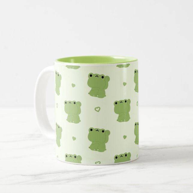 Cute Frog Couple Two-Tone Coffee Mug (Front Left)