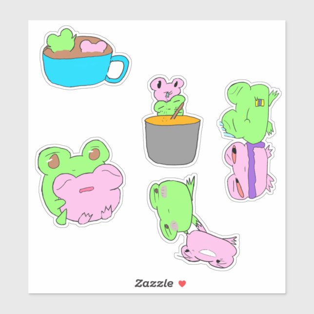 Cute frog couple valentine sticker sheet  (Sheet)