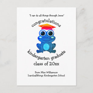 Cute Frog Custom Congrats Kindergarten Graduation Postcard