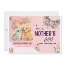 Cute Frog Dog Cat Mother’s Day Card - Special Gift