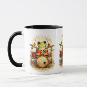 Cute Frog Drummer - Funny Animal Music Mug