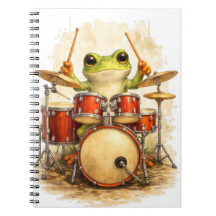 Cute Frog Drummer Spiral Notebook