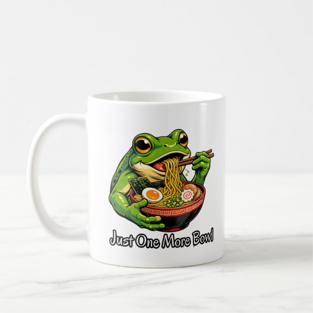 Cute Frog Eating Noodles Coffee Mug (Left)