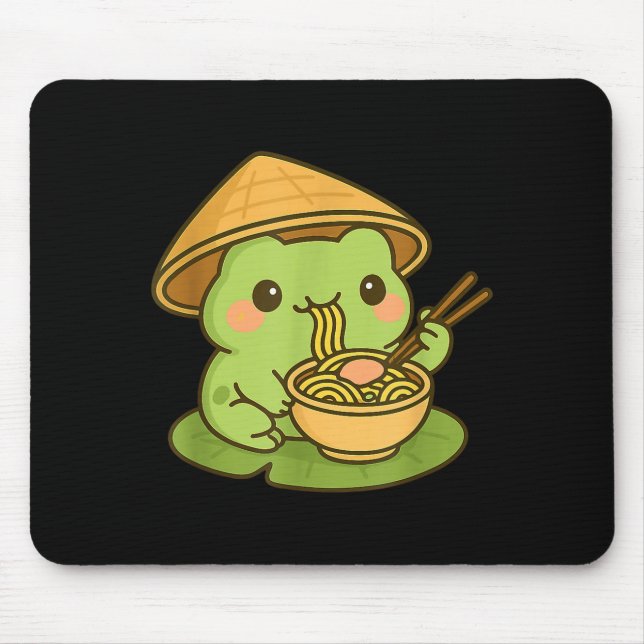 Cute Frog Eating Ramen Anime Japanese Men Women Ki Mouse Pad (Front)