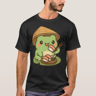Cute Frog Eating Sushi Anime T-Shirt