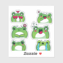 Cute Frog Emoji Reaction Faces Vinyl Sticker Set