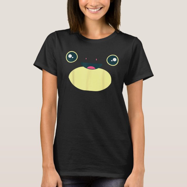 Cute Frog Face Halloween Costume Froggy Amphibians T-Shirt (Front)