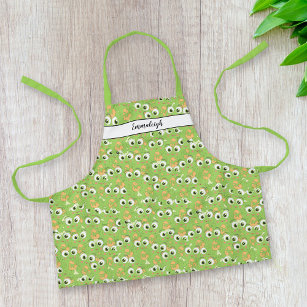 Cute Frog Face Pattern Monogrammed Apron