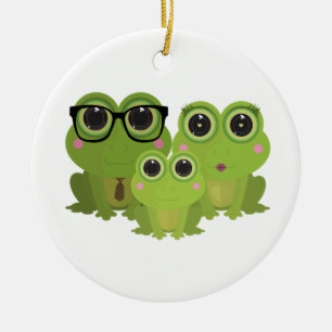 Cute Frog Family Ceramic Ornament
