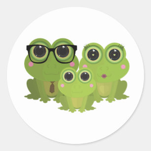 Cute Frog Family Classic Round Sticker