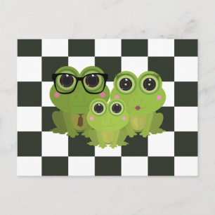 Cute Frog Family – Mom Dad Baby Frogs Postcard