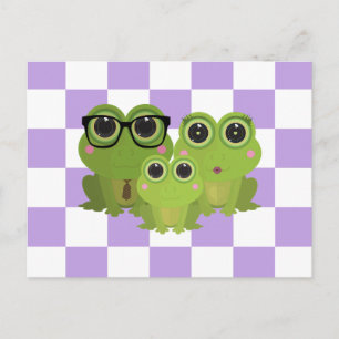 Cute Frog Family – Mom Dad Baby Frogs Postcard