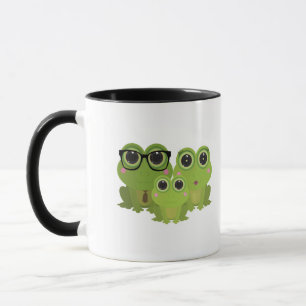 Cute Frog Family - Mom, Dad & Baby Green Frogs Mug