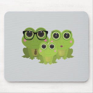 Cute Frog Family Mouse Pad