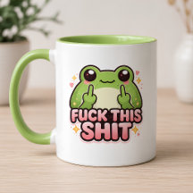 Cute Frog Flipping Off Middle Fingers Kawaii Green
