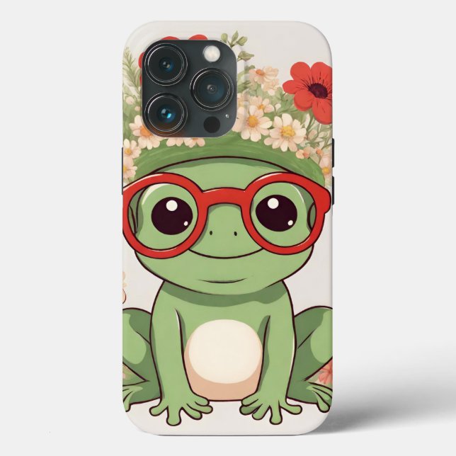 Cute Frog Flower Headband Case-Mate iPhone Case (Back)