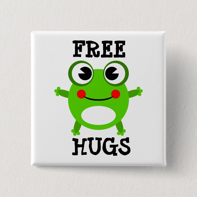 Cute Frog, Free Hugs Button (Front)