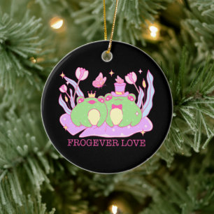 Cute Frog - Frogever Love Ceramic Ornament
