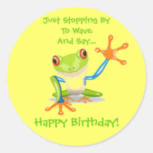 Cute Frog Funny Animal Kids Happy Birthday Classic Round Sticker