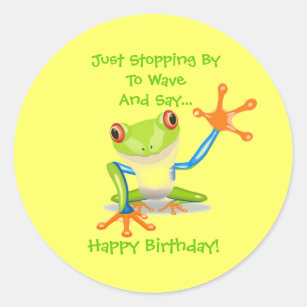 Cute Frog Funny Animal Kids Happy Birthday Classic Round Sticker