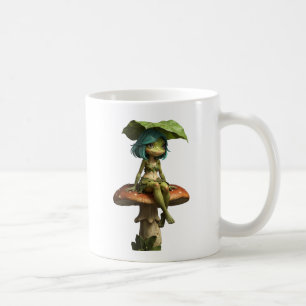 Cute Frog Girl Sitting on Mushroom Coffee Mug