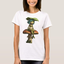 Cute Frog Girl Sitting on Mushroom T-Shirt