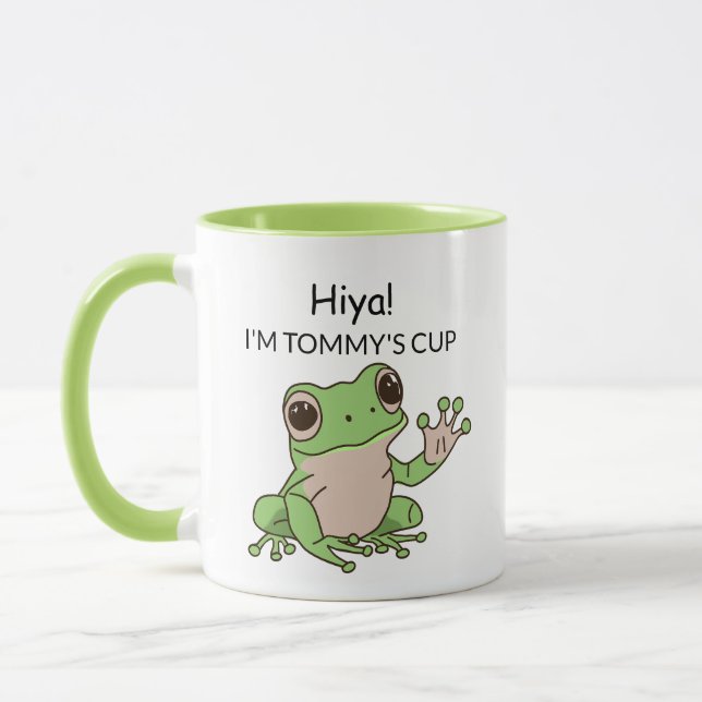 Cute Frog Green and Lime Funny Mug (Left)